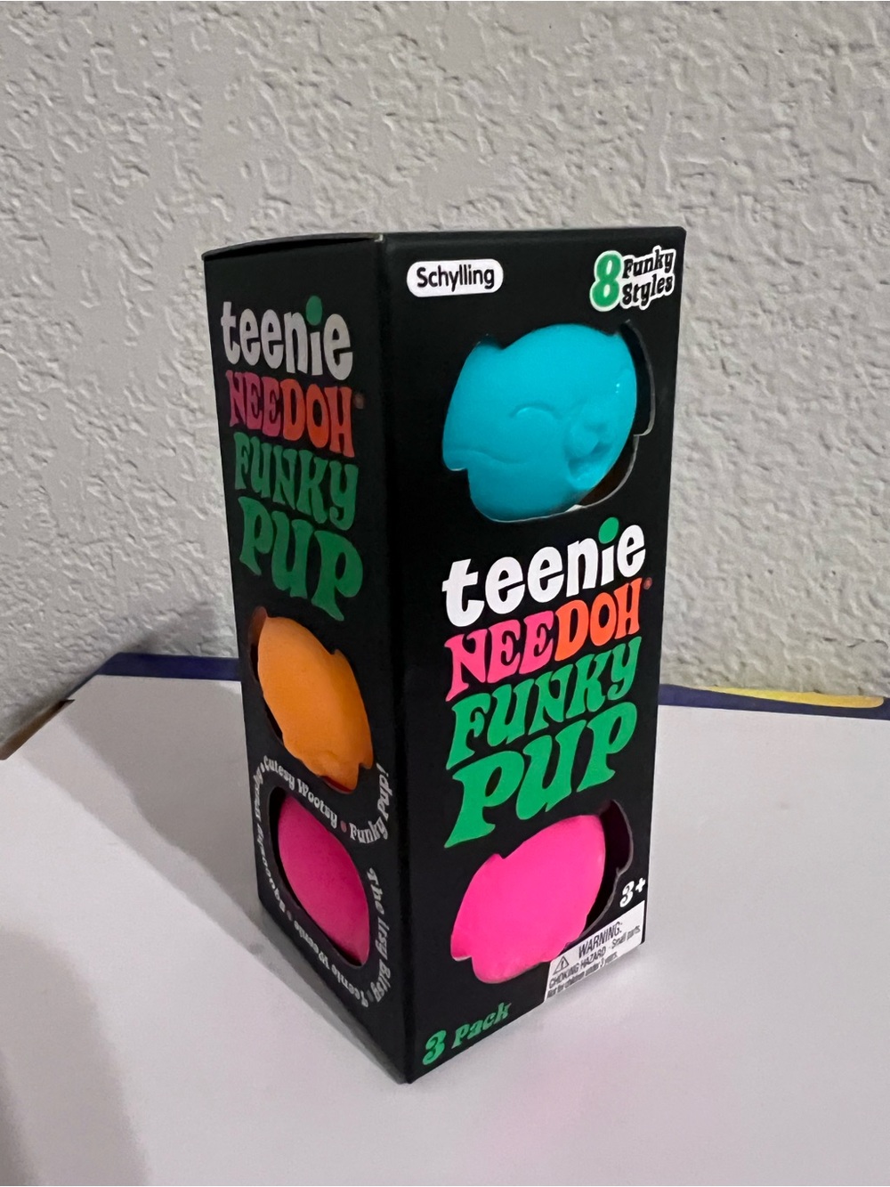 AuthenticTeenie Needoh Funky Pup 3-Pack - 🩵🐶Turquoise, 🩷🐶Pink, 🧡🐶Orange